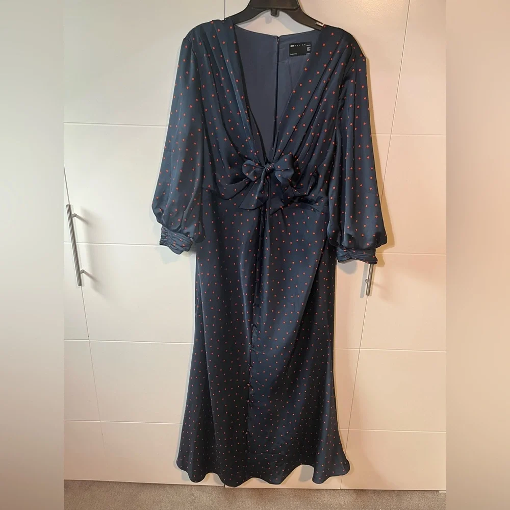 ASOS Design Maternity Tie Front Midi Dress with Button Detail Size 16 - Picture 2 of 16